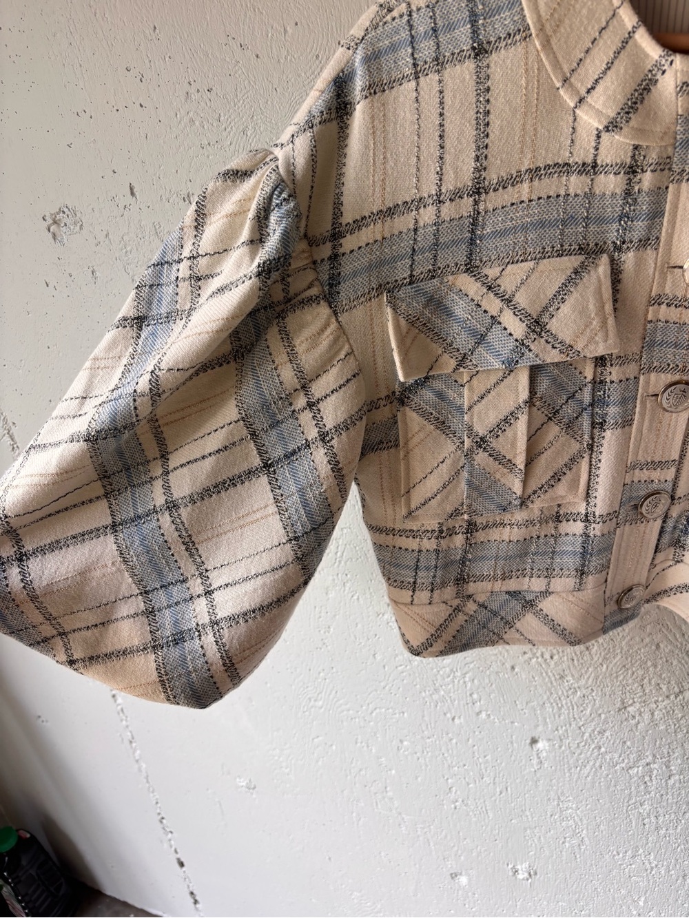 Veronica Beard Nikolai Oversized Jacket Plaid Puff Sleeve Size 8 - Picture 5 of 12